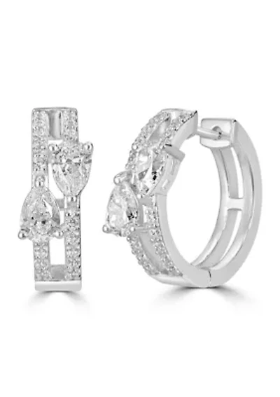 Lab Grown Sterling Silver Cubic Zirconia Hoop Earrings