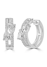 Lab Grown Sterling Silver Cubic Zirconia Hoop Earrings
