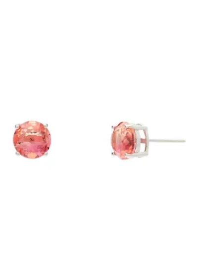 Sterling Silver Pink Stud Earrings
