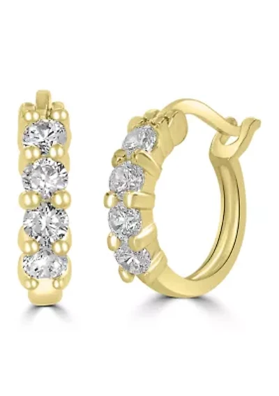 Plated Cubic Zirconia Hoop Earrings