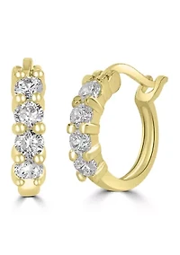 Plated Cubic Zirconia Hoop Earrings