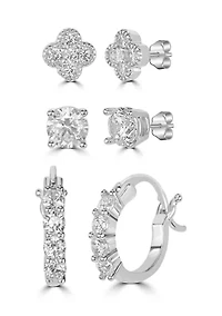  Cubic Zirconia Gold Plated Earring Set