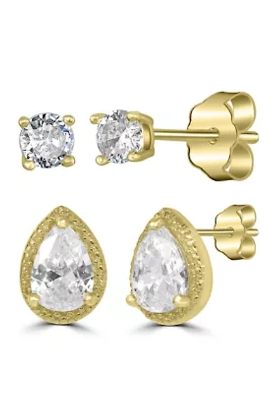 Gold Plated Cubic Zirconia Earring Set