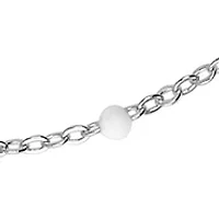 White Beaded Chain Necklace in Sterling Silver