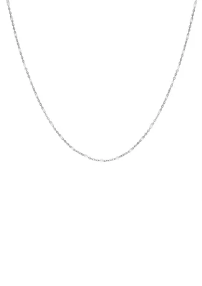 White Beaded Chain Necklace in Sterling Silver