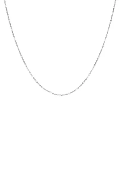 White Beaded Chain Necklace in Sterling Silver
