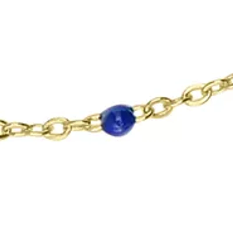Dark Blue Stone Chain Necklace in Gold Over Sterling Silver