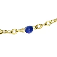 Dark Blue Stone Chain Necklace in Gold Over Sterling Silver