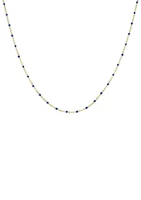 Dark Blue Stone Chain Necklace in Gold Over Sterling Silver