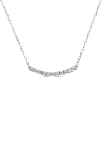 Sterling Silver CZ Prong Set Bar Necklace