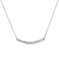 Sterling Silver CZ Prong Set Bar Necklace