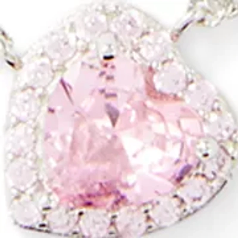 Pink Cubic Zirconia Heart Pendant Necklace