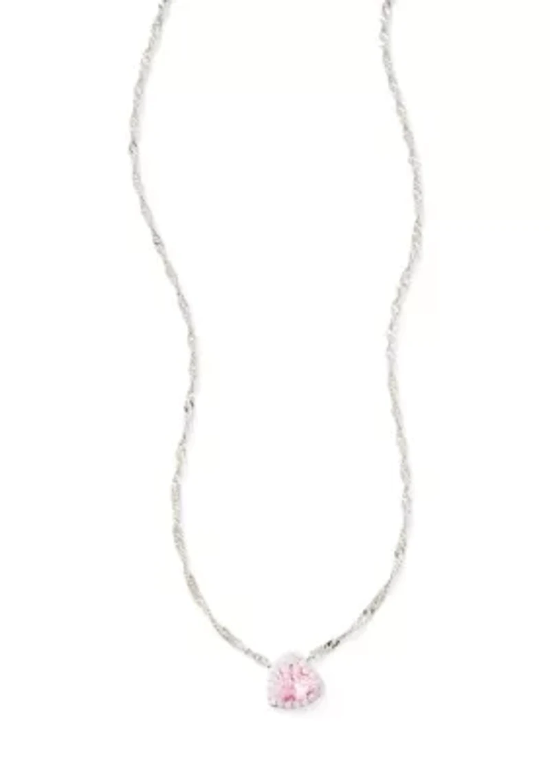 Pink Cubic Zirconia Heart Pendant Necklace