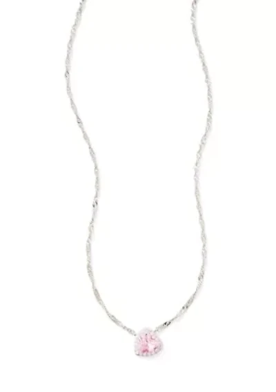 Pink Cubic Zirconia Heart Pendant Necklace