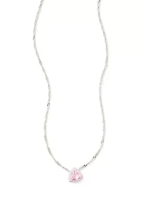 Pink Cubic Zirconia Heart Pendant Necklace