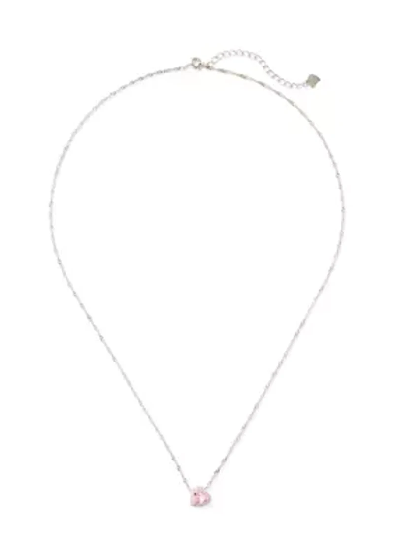 Pink Cubic Zirconia Heart Pendant Necklace