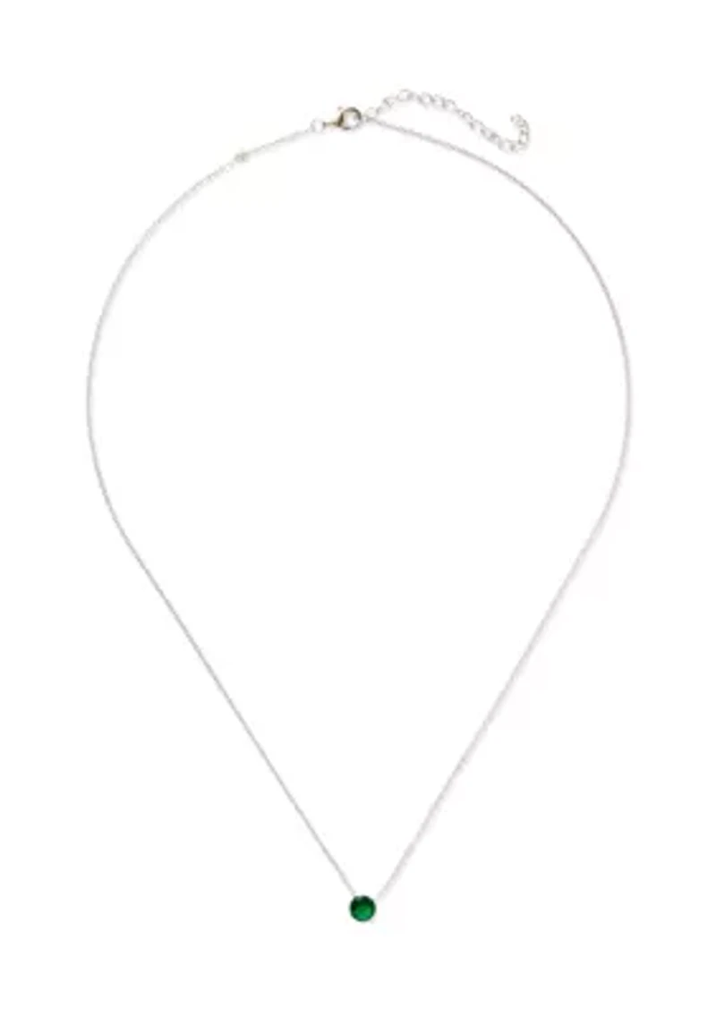 Solitaire Pendant Silver Plated Necklace