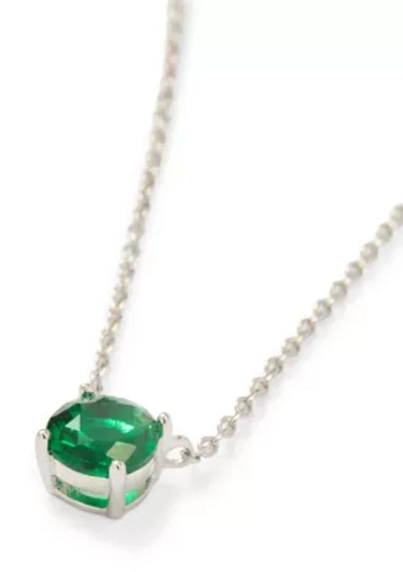 Solitaire Pendant Silver Plated Necklace