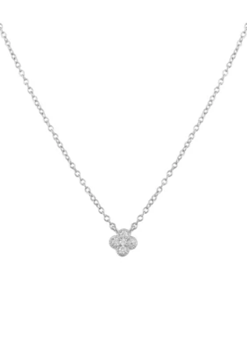 Sterling Silver Cubic Zirconia Clover Pendant Necklace