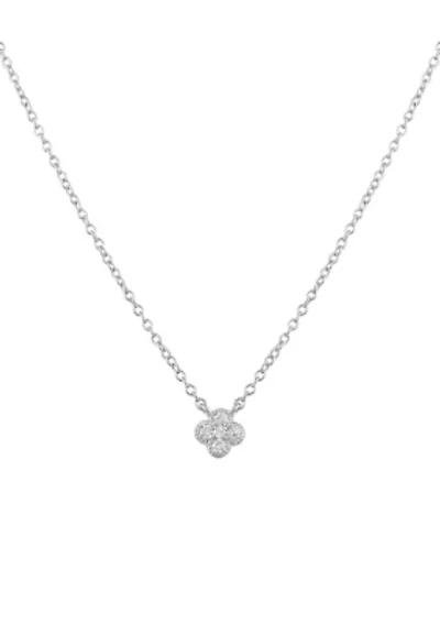 Sterling Silver Cubic Zirconia Clover Pendant Necklace