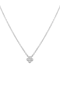 Sterling Silver Cubic Zirconia Clover Pendant Necklace