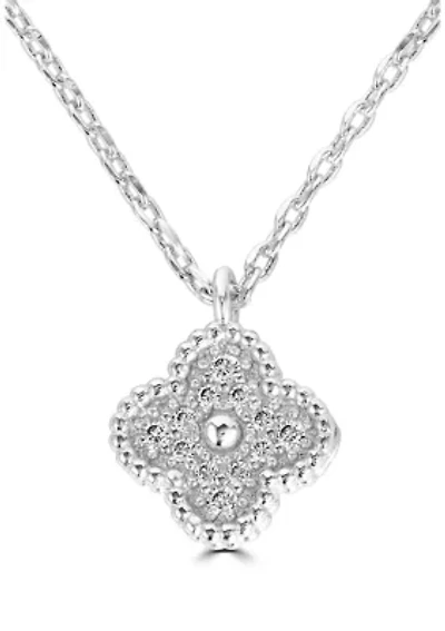 Sterling Silver Cubic Zirconia Clover Pendant Necklace