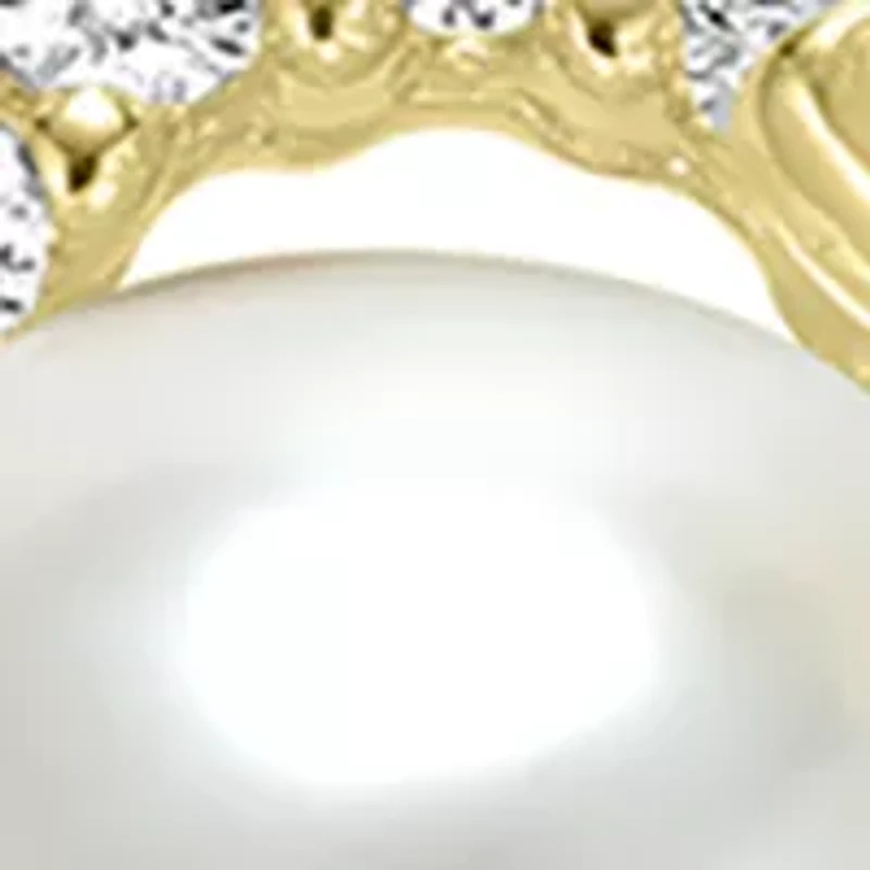 Gold Plated Cubic Zirconia Clover Butterfly Pearl Necklace