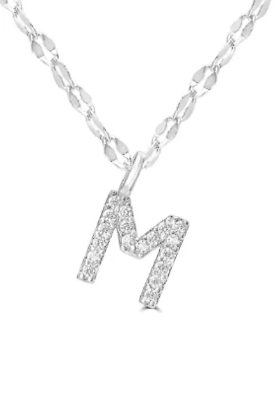 Fine Silver Plated CZ Initial "K" Necklace