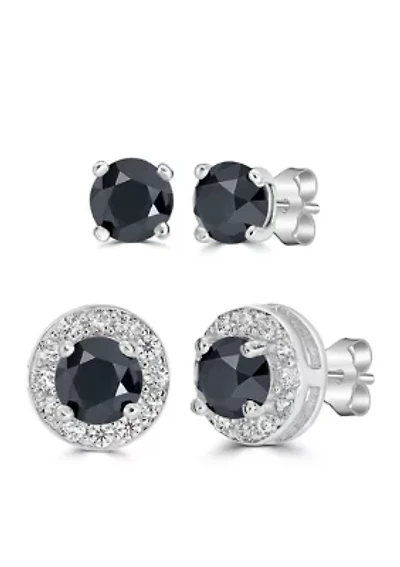 Silver Plated Cubic Zirconia Halo Set