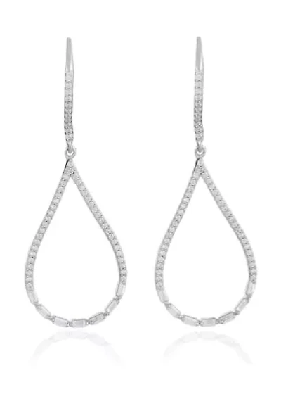 Silver-Plated Cubic Zirconia Open Teardrop Earrings