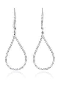 Silver-Plated Cubic Zirconia Open Teardrop Earrings