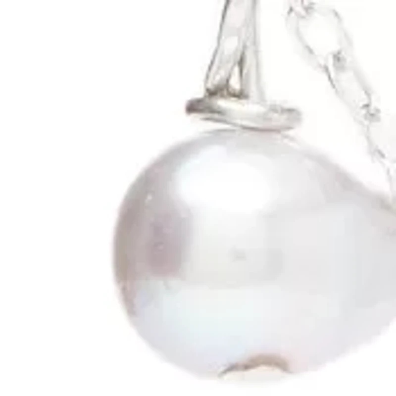 Silver Tone Pearl Station Necklace and Stud Earring Set