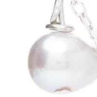 Silver Tone Pearl Station Necklace and Stud Earring Set