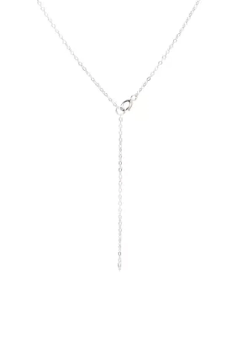 Silver Tone Pearl Station Necklace and Stud Earring Set