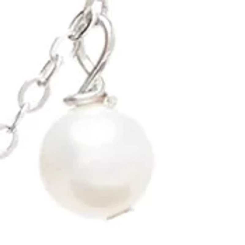 Pearl Drop Station Necklace and Stud Earrings Set