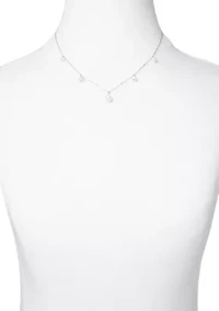 Pearl Drop Station Necklace and Stud Earrings Set