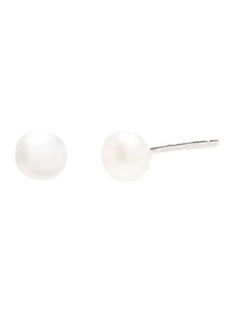 Pearl Drop Station Necklace and Stud Earrings Set
