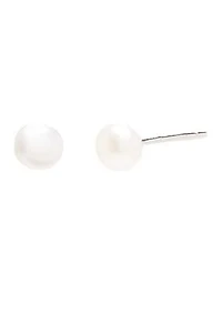 Pearl Drop Station Necklace and Stud Earrings Set