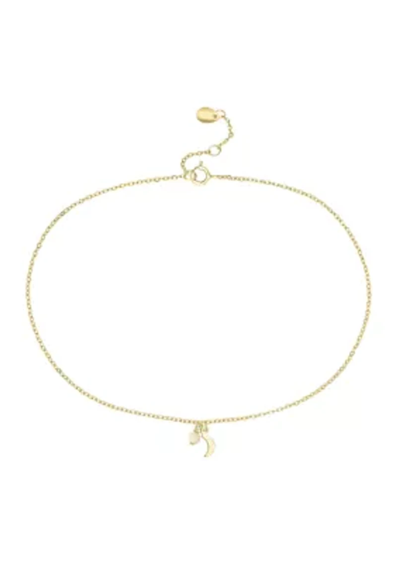 Gold Plated Mother of Pearl Moon Anklet