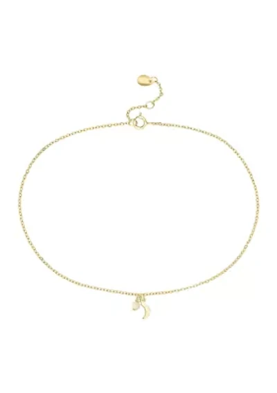 Gold Plated Mother of Pearl Moon Anklet