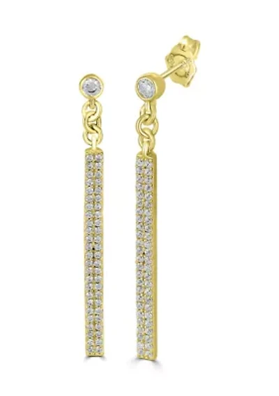 Cubic Zirconia Linear Drop Earrings