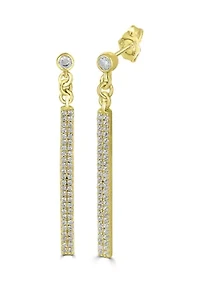 Cubic Zirconia Linear Drop Earrings