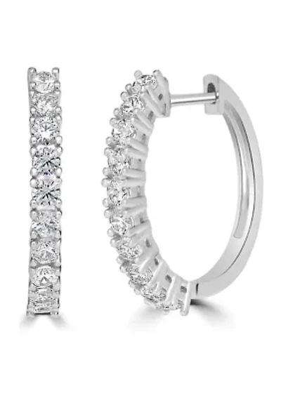 Silver-Plated Cubic Zirconia Hoop Earrings
