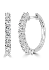 Silver-Plated Cubic Zirconia Hoop Earrings