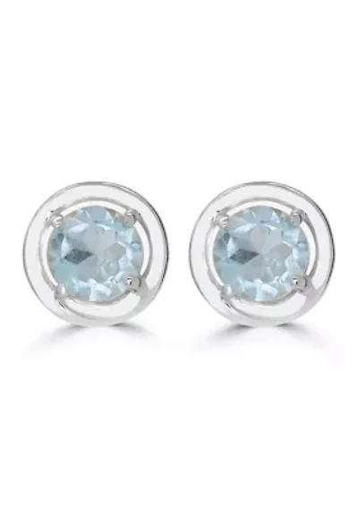Stone Halo Stud Earrings