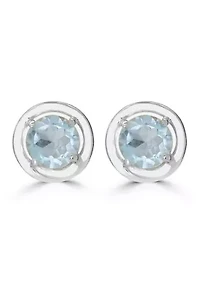 Stone Halo Stud Earrings