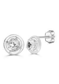 Stone Halo Stud Earrings