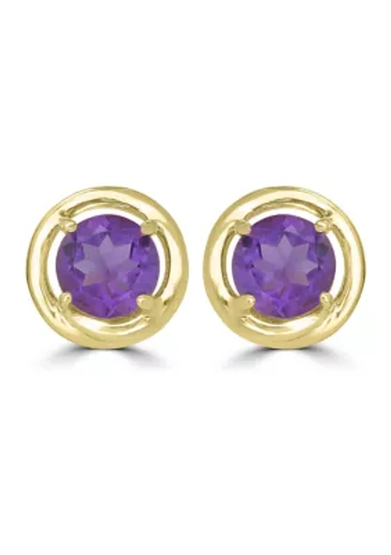 Gold over Sterling Silver Halo Stud Earrings