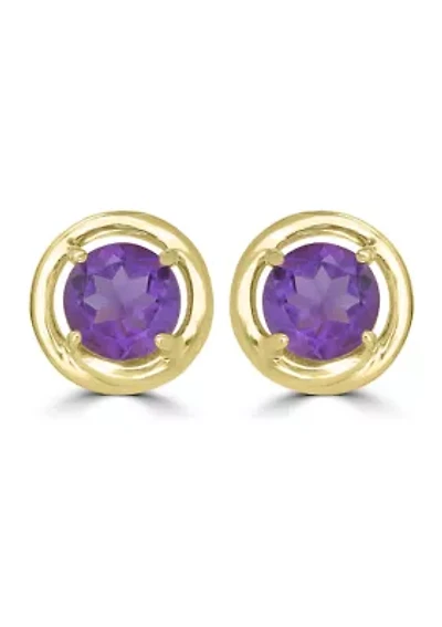 Gold over Sterling Silver Halo Stud Earrings