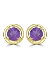 Gold over Sterling Silver Halo Stud Earrings